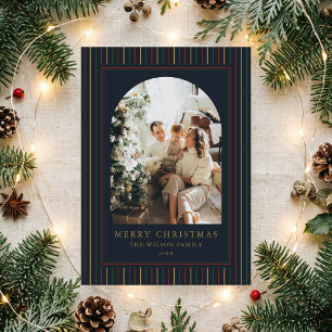 Christmas Stripes Photo Holiday Card