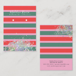 Christmas Stripes Pink  Earring Display Card