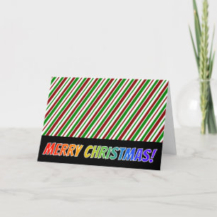 Christmas Stripes, Rainbow "MERRY CHRISTMAS!" Holiday Card
