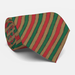 Christmas Stripes Red, Green and Brown Tie