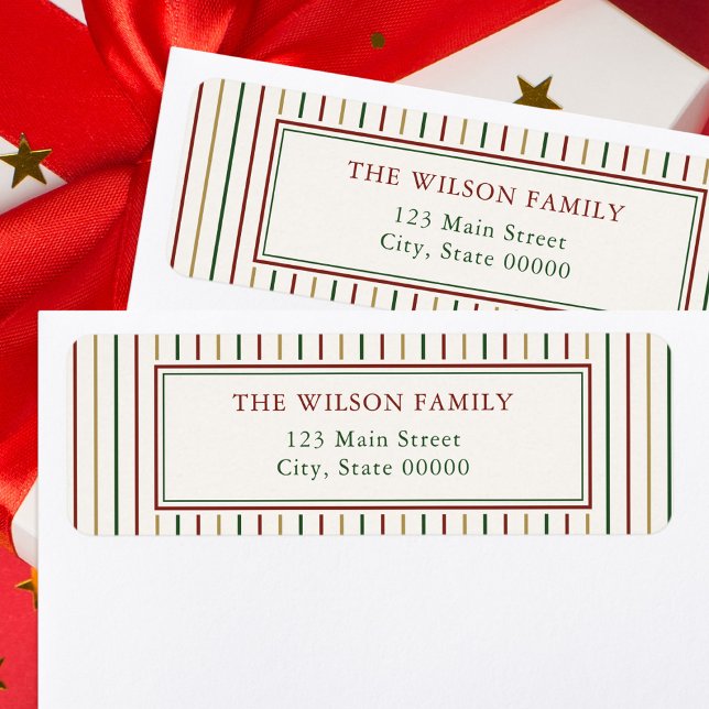 Christmas Stripes Return Address Label (Creator Uploaded)