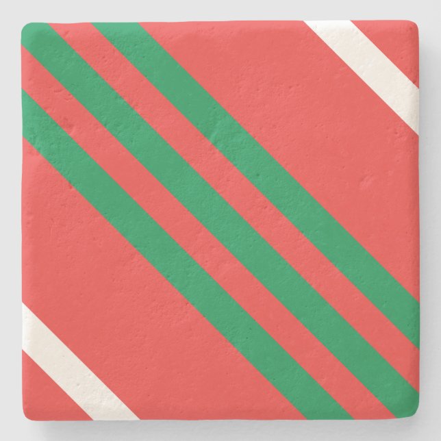 Christmas Stripes Square Coaster (Front)
