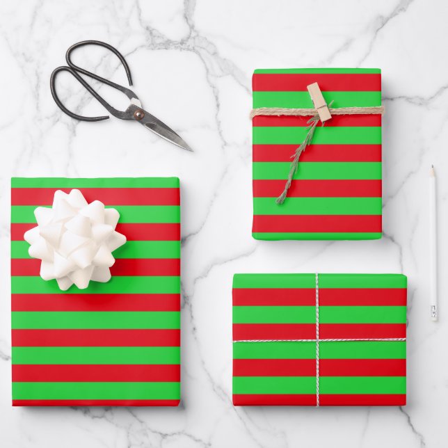 Christmas Stripes Wrapping Paper Sheet (Front)