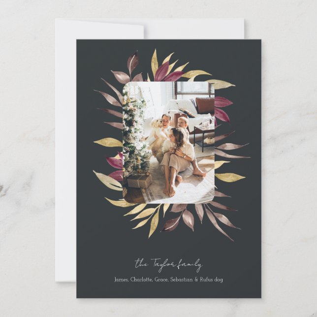 Christmas Stunning Winter Foliage Photo Frame Holiday Card (Front)