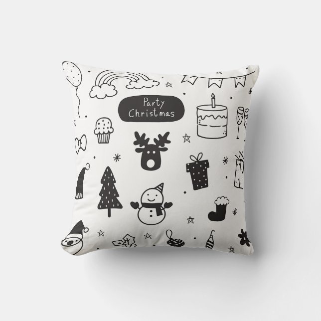 Christmas style black and white  cushion (Front)