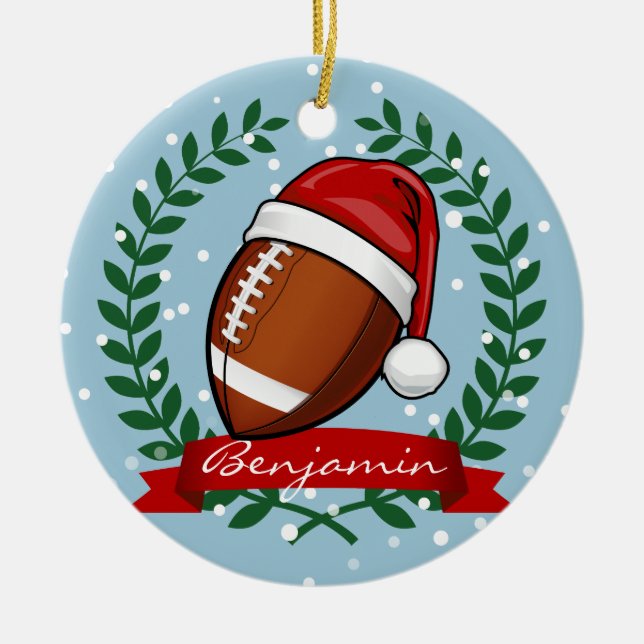 Christmas Style Football Ceramic Tree Decoration (Front)