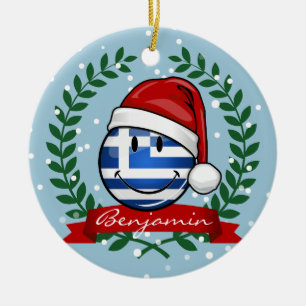 Christmas Style Greek Flag Ceramic Tree Decoration