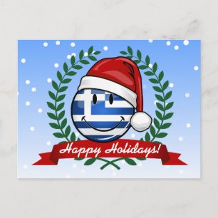 Christmas Style Greek Flag Holiday Postcard