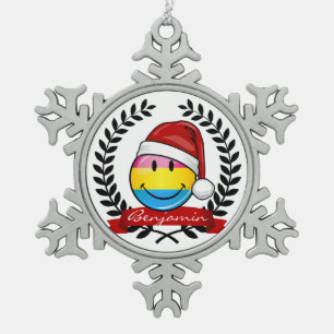 Christmas Style Pansexual Pride Flag. Snowflake Pewter Christmas Ornament