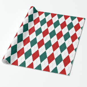 Christmas Style Red Green Argyle Wrapping Paper