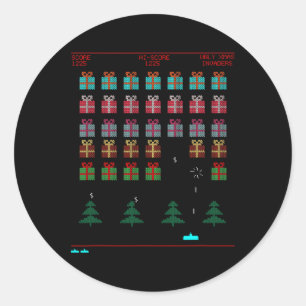 Christmas Style Retro Video Game  Classic Round Sticker