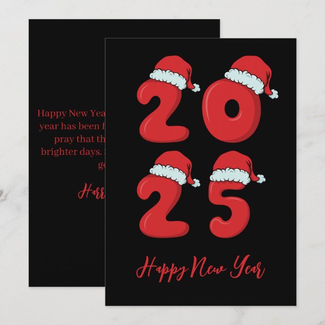 Christmas style simple happy new years cards 2025 (Front/Back)