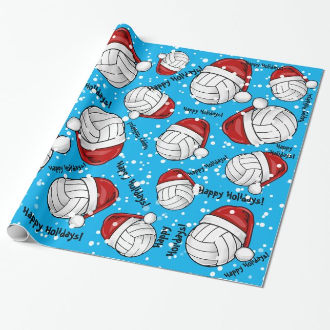 Christmas Style Volleyball Wrapping Paper (Unrolled)
