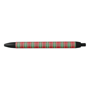 Christmas Stylish Holiday Rustic Red Country Plaid Black Ink Pen