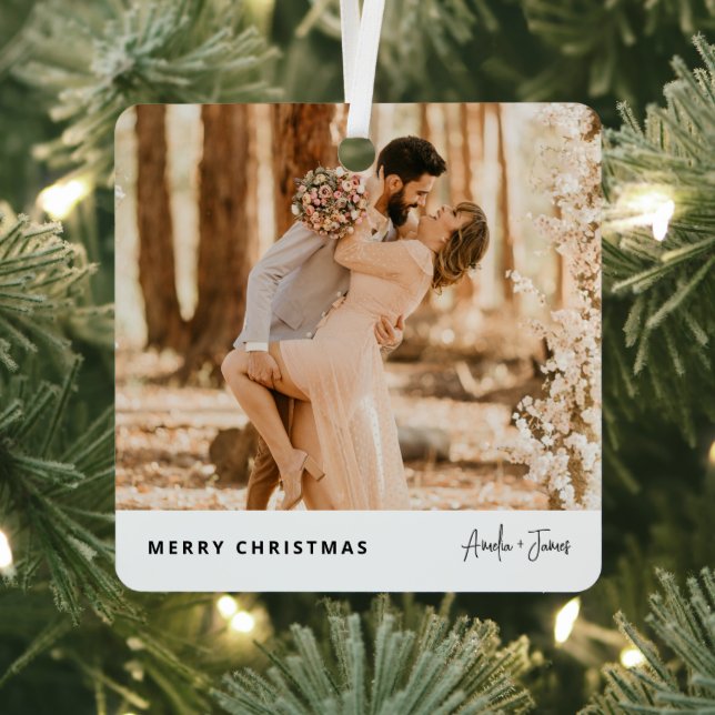 Christmas Stylish Modern Trendy Photo Couple Metal Tree Decoration (Insitu)