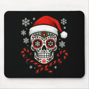 Christmas Sugar Calavera Skull Santa Hat Candy Can Mouse Mat