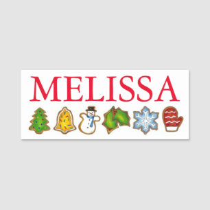 Christmas Sugar Cookies Bell Snowman Mitten Tree Name Tag