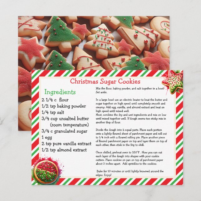 Christmas Sugar Cookies Recipe Card (Front/Back)