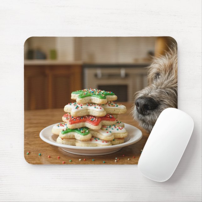 Christmas Sugar Cookies With Dog's Nose Mouse Mat (With Mouse)