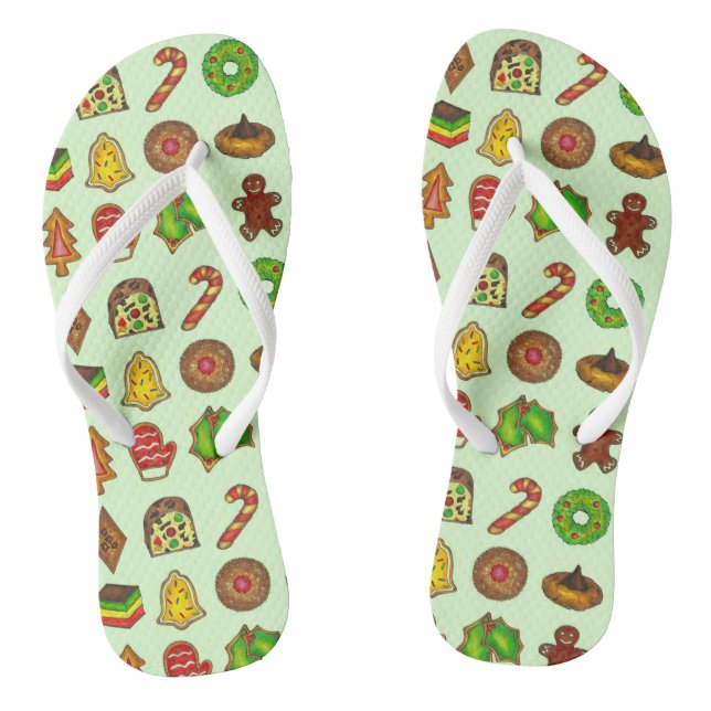 Christmas Sugar Cookies Xmas Holiday Baking Flip Flops (Footbed)