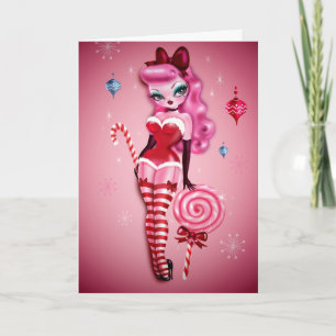 Christmas Sugar Doll Pin Up Holiday Card