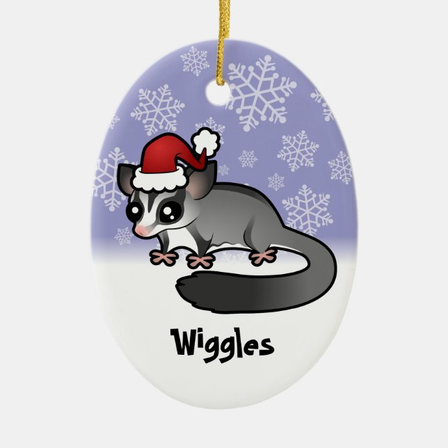Christmas Sugar Glider (add your pets name) Ceramic Tree Decoration (Front)