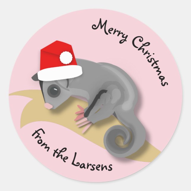 Christmas Sugar Glider Classic Round Sticker (Front)