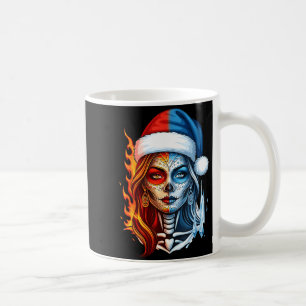 Christmas Sugar Skull Art Woman Santa Hat Fantasy  Coffee Mug