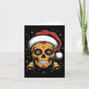 Christmas Sugar Skull Art Woman Santa Hat Festive Card