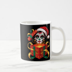 Christmas Sugar Skull Art Woman Santa Hat Festive  Coffee Mug