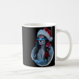 Christmas Sugar Skull Art Woman Santa Hat Festive  Coffee Mug