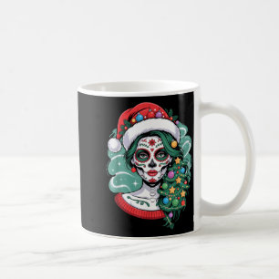 Christmas Sugar Skull Art Woman Santa Hat Festive  Coffee Mug