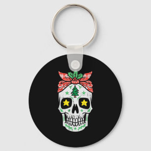 Christmas Sugar Skull Bandana Xmas Mexican Women G Key Ring