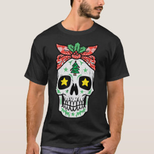 Christmas Sugar Skull Bandana Xmas Mexican Women G T-Shirt