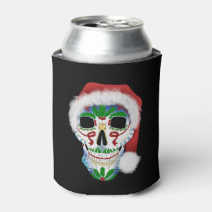 Christmas Sugar Skull Can Cooler