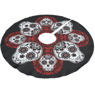 Christmas sugar skull Day of the Dead theme Brushed Polyester Tree Skirt
