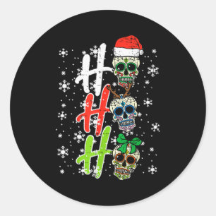 Christmas Sugar Skull Ho Ho Ho Xmas Mexican Men Wo Classic Round Sticker