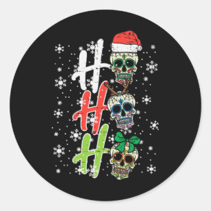 Christmas Sugar Skull Ho Ho Ho Xmas Mexican Men Wo Classic Round Sticker