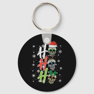 Christmas Sugar Skull Ho Ho Ho Xmas Mexican Men Wo Key Ring