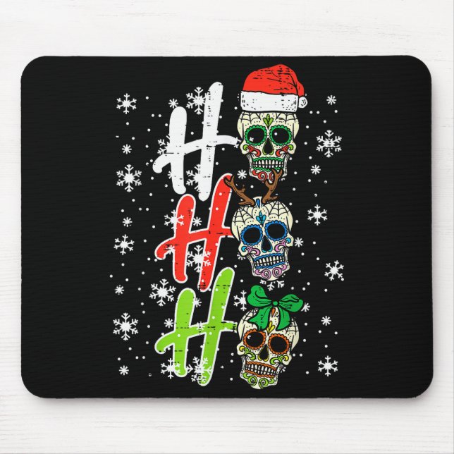 Christmas Sugar Skull Ho Ho Ho Xmas Mexican Men Wo Mouse Mat (Front)