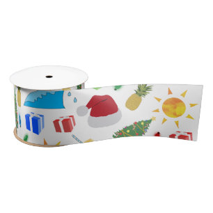 Christmas Summer Beach Holiday  Satin Ribbon