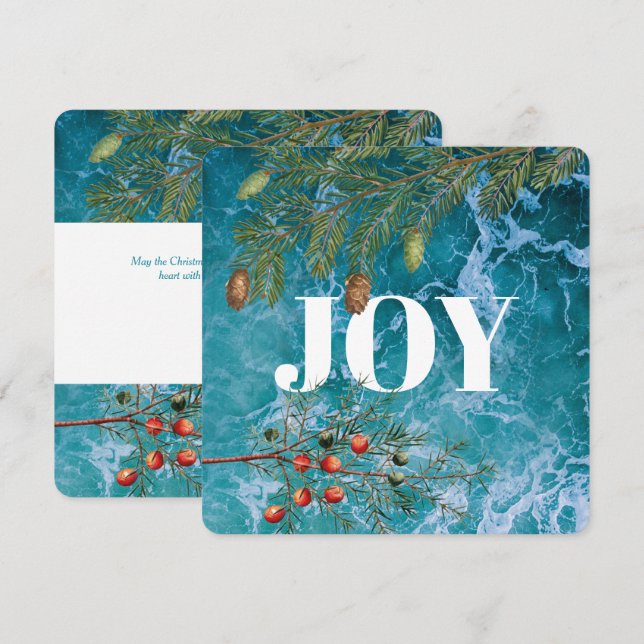 Christmas Summer Ocean Beach Joy Christmas Card (Front/Back)
