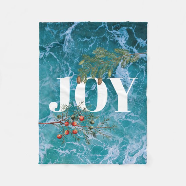 Christmas Summer Ocean Beach Joy  Fleece Blanket (Front)
