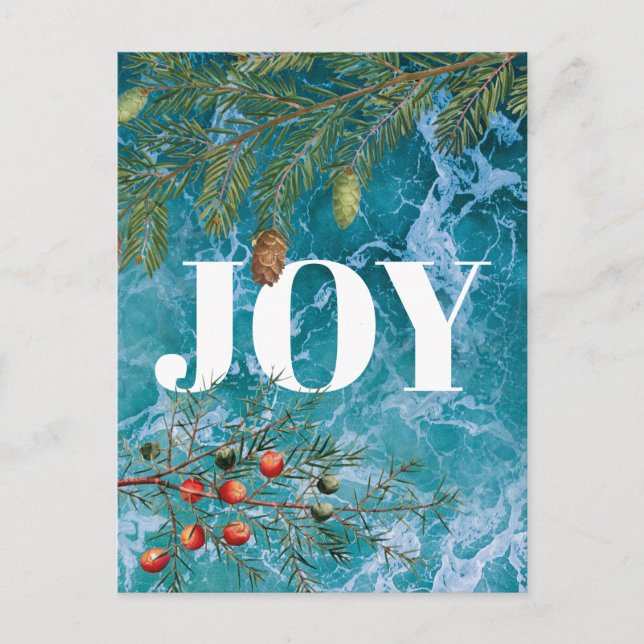 Christmas Summer Ocean Beach Joy Xmas Holiday Postcard (Front)