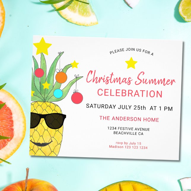 Christmas Summer Party Pineapple Invitation  Flyer (Creator Uploaded)