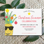 Christmas Summer Pineapple Party Invitation<br><div class="desc">Christmas Summer Pineapple Party Invitation. Invite family and friends to your Christmas Summer Celebration with these fun festive invitations. They are decorated with a brightly coloured watercolor of a yellow pineapple decorated as a Christmas Tree and wearing sunglasses! All the text is customisable so you can change the word Celebration...</div>