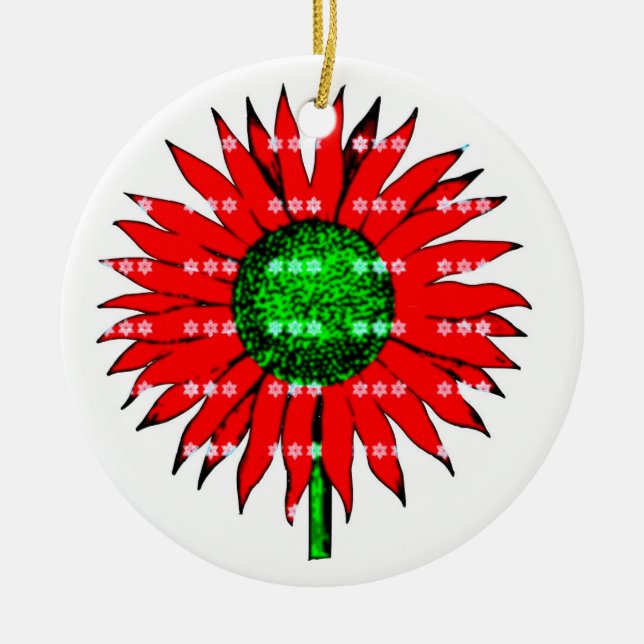 Christmas Sunflower Ceramic Tree Decoration (Front)