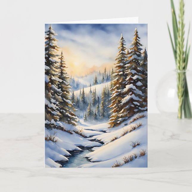 Christmas Sunrise in the Mountains Card (Front)