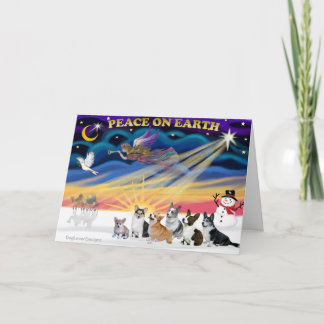Christmas Sunrise - Welsh Corgies (six) Holiday Card