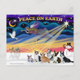 Christmas Sunrise - Welsh Corgies (six) Holiday Postcard